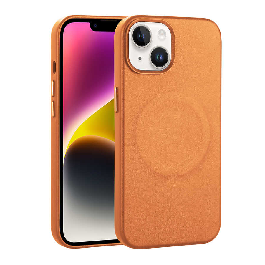 Apple iPhone 14 Kılıf PU Deri M-safe Wireless Şarj Özellikli Zore Derix Kapak