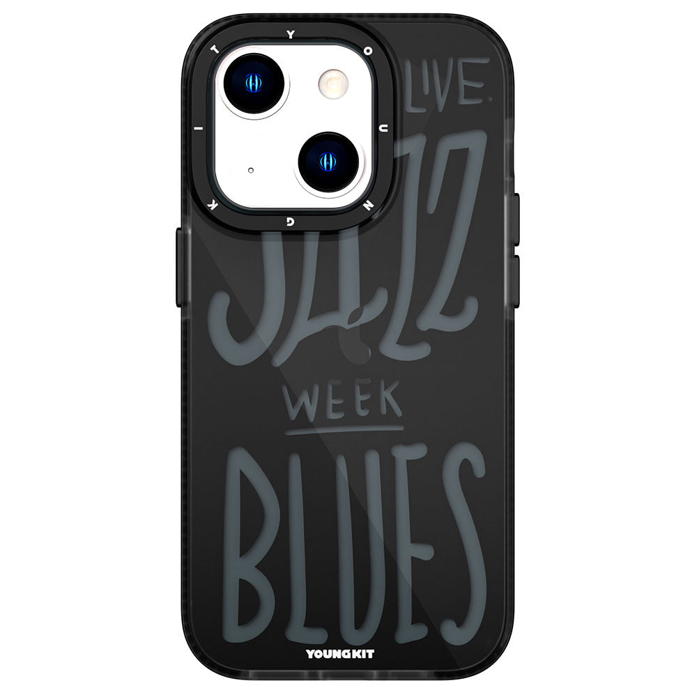 iPhone 14 Kılıf Şeffaf Renkli Yazı Temalı Tasarım YoungKit Jazz Serisi Kapak