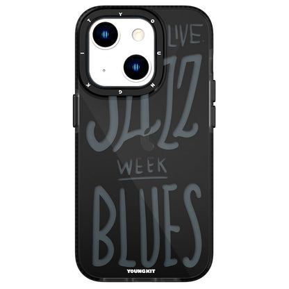 iPhone 14 Kılıf Şeffaf Renkli Yazı Temalı Tasarım YoungKit Jazz Serisi Kapak