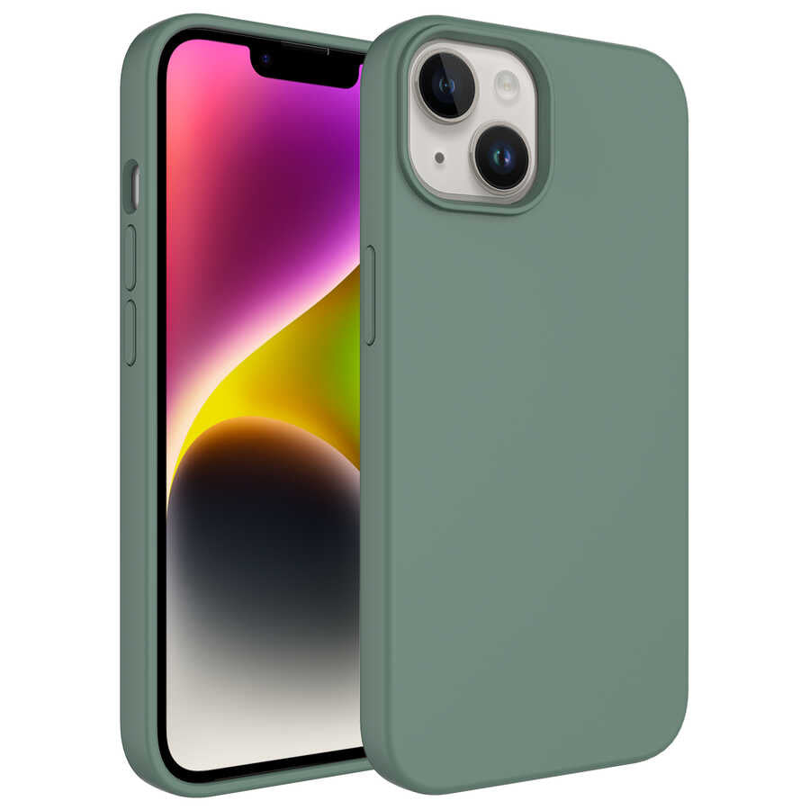 Apple iPhone 14 Kılıf Sıvı Teknolojili Silinebilir Sert Zore Kivi Kapak