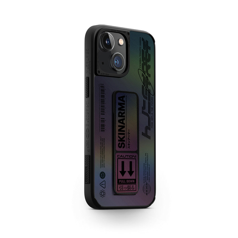 iPhone 14 Kılıf SkinArma Holografik Tasarımlı Standlı Deri Görünümlü Kira Kobai Kapak