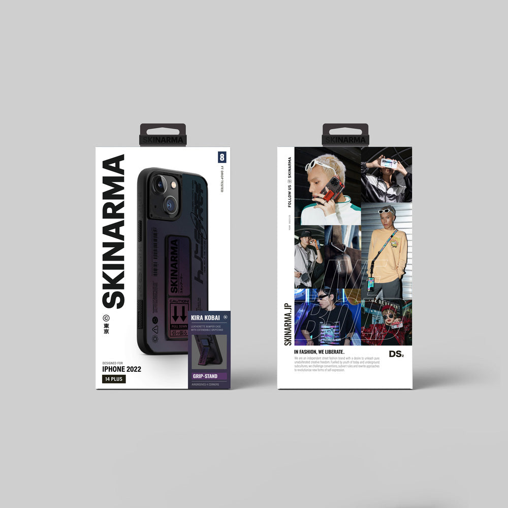 iPhone 14 Kılıf SkinArma Holografik Tasarımlı Standlı Deri Görünümlü Kira Kobai Kapak