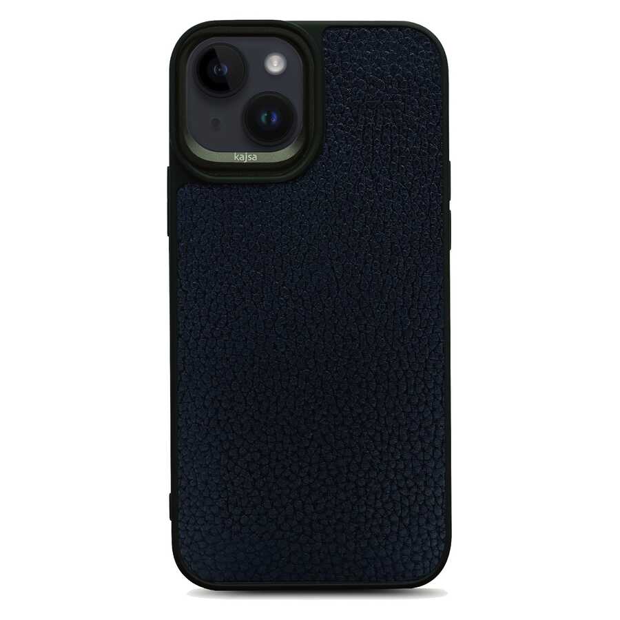 iPhone 14 Kılıf Soft Deri Metal Kamera Çerçeveli Kajsa Litchi Kapak