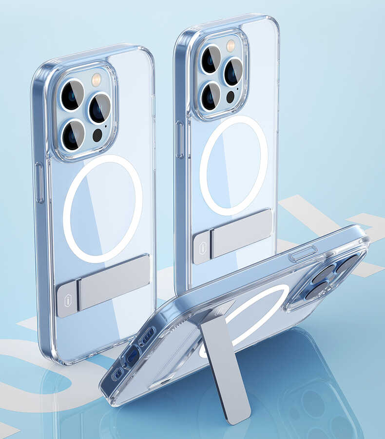 iPhone 14 Kılıf Standlı M-safe Wireless Şarj Özellikli Wiwu Aurora Serisi Kapak