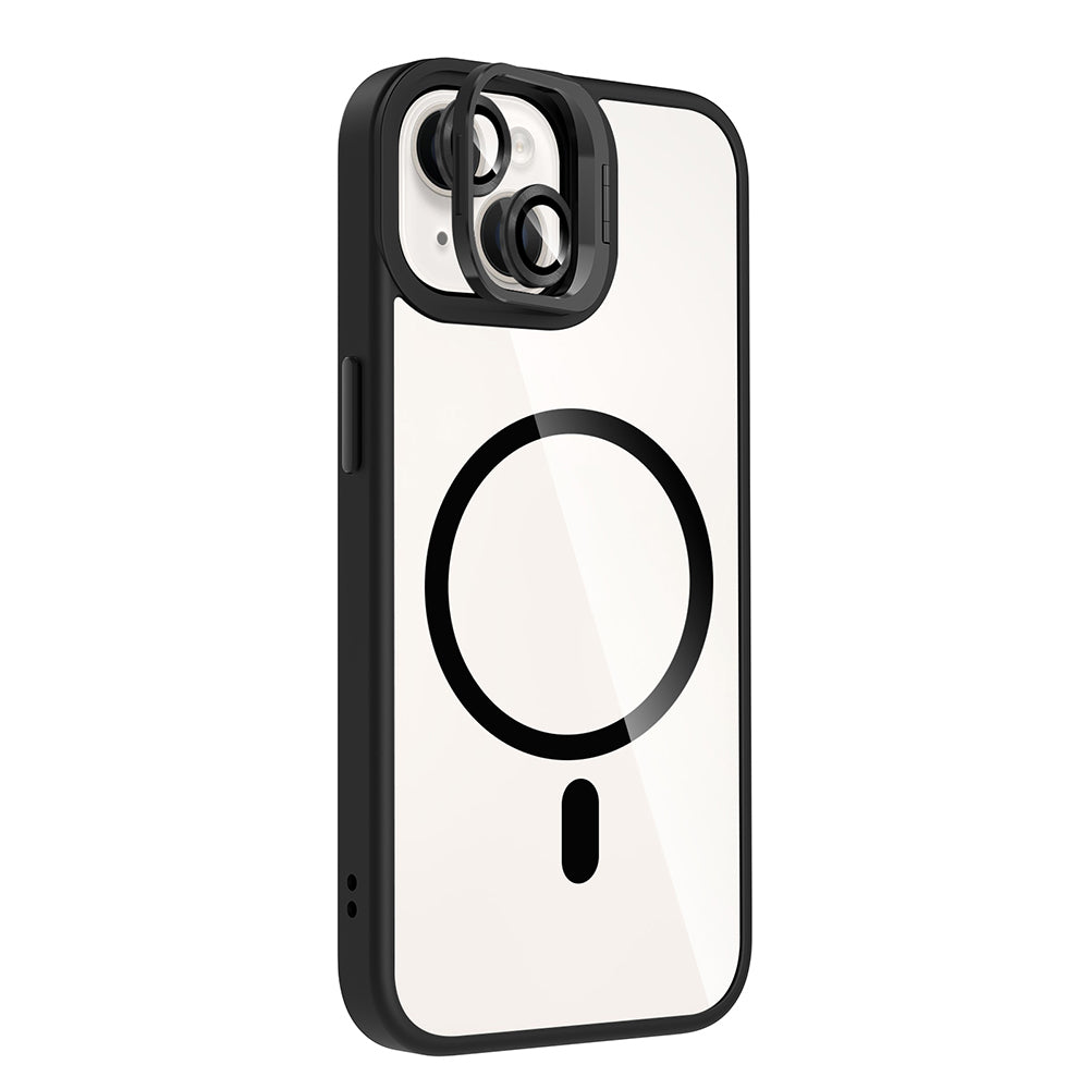Apple iPhone 14 Kılıf Standlı ve Kamera Lens Hediyeli M-Safe Şarj Özellikli Zore Etro Kapak