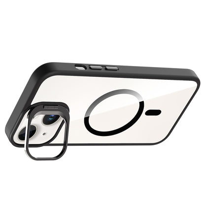 Apple iPhone 14 Kılıf Standlı ve Kamera Lens Hediyeli M-Safe Şarj Özellikli Zore Etro Kapak