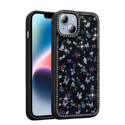 Apple iPhone 14 Kılıf Taşlı ve Simli Tasarım Zore Azra Kapak