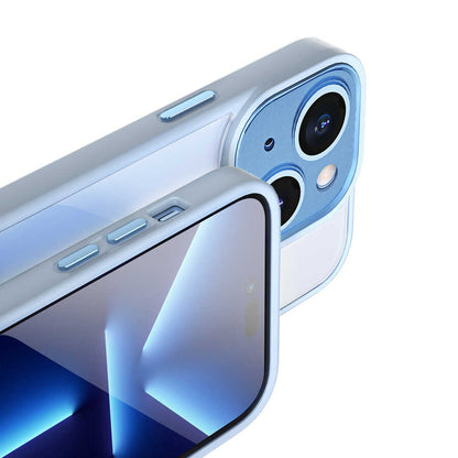 iPhone 14 Kılıf Wiwu VCC-104 Lens Korumalı Renkli Kenar Arkası Şeffaf Vivid Clear Kapak