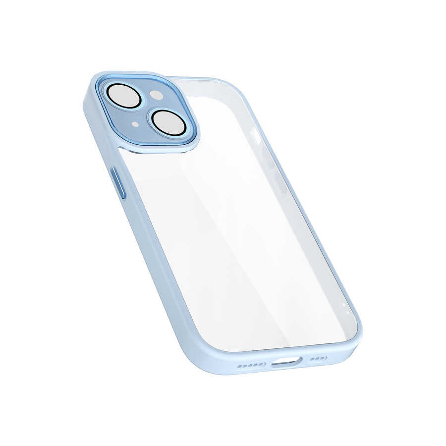 iPhone 14 Kılıf Wiwu VCC-104 Lens Korumalı Renkli Kenar Arkası Şeffaf Vivid Clear Kapak