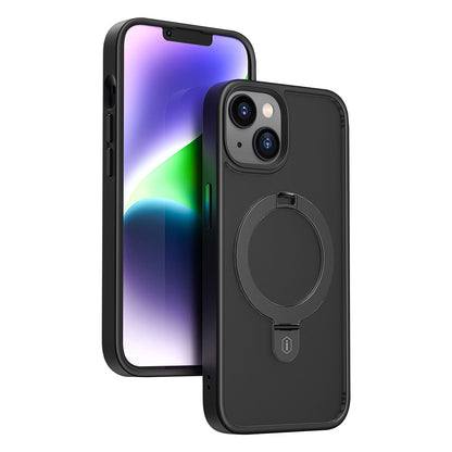 iPhone 14 Kılıf Wiwu ZMM-010 M-safe Şarj Özellikli Parmak İzi Bırakmayan Mat Transparan Standlı Kapak