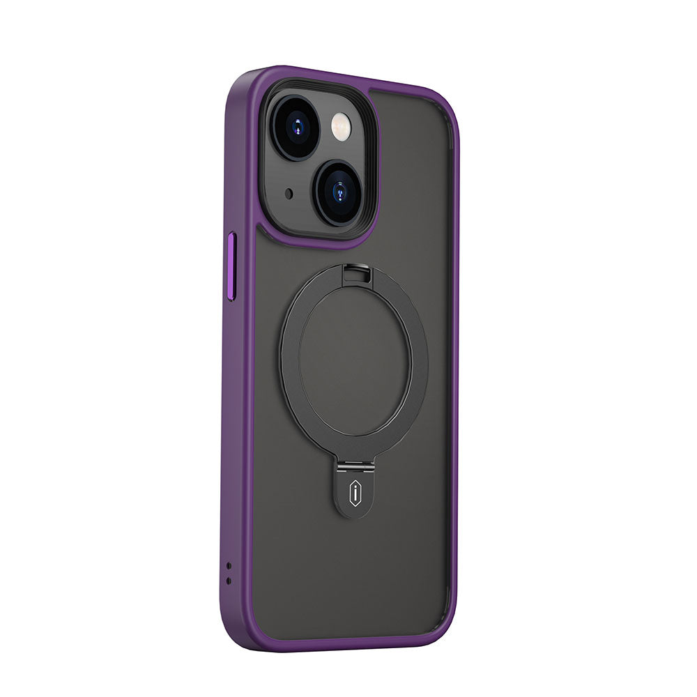 iPhone 14 Kılıf Wiwu ZMM-010 M-safe Şarj Özellikli Parmak İzi Bırakmayan Mat Transparan Standlı Kapak