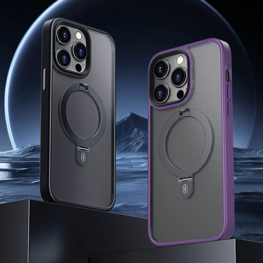iPhone 14 Kılıf Wiwu ZMM-010 M-safe Şarj Özellikli Parmak İzi Bırakmayan Mat Transparan Standlı Kapak