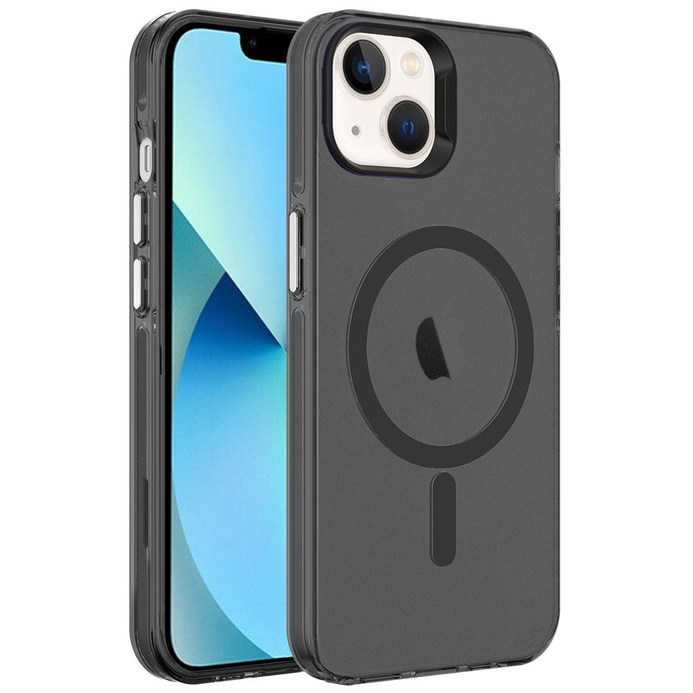 Apple iPhone 14 Kılıf Zore M-safe Şarj Özellikli Buzlu Transparan C-Pro Sert Kapak