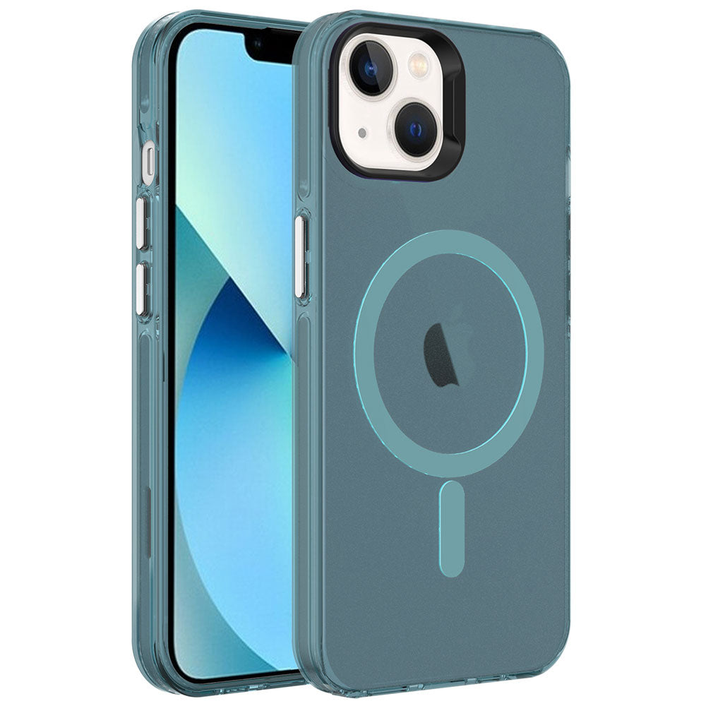 Apple iPhone 14 Kılıf Zore M-safe Şarj Özellikli Buzlu Transparan C-Pro Sert Kapak