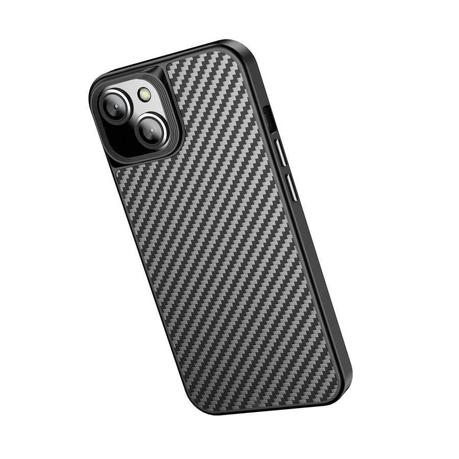 iPhone 14 Plus Kılıf Aramid Karbon Fiber M-safe Özellikli Wlons Radison Kapak