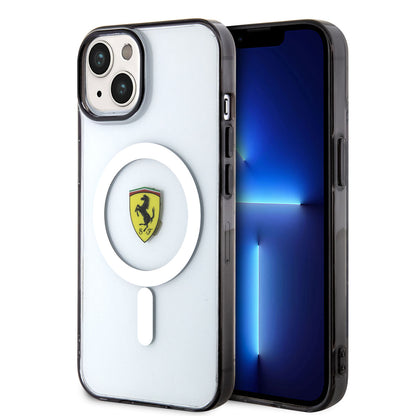 iPhone 14 Plus Kılıf Ferrari M-safe Şarj Özellikli Transparan Dizayn Kapak
