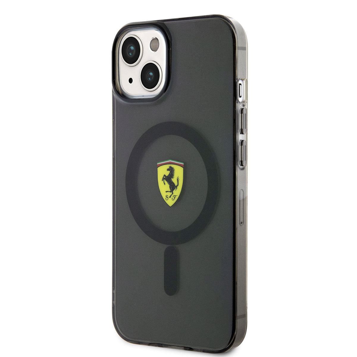 iPhone 14 Plus Kılıf Ferrari M-safe Şarj Özellikli Yarı Transparan Dizayn Kapak