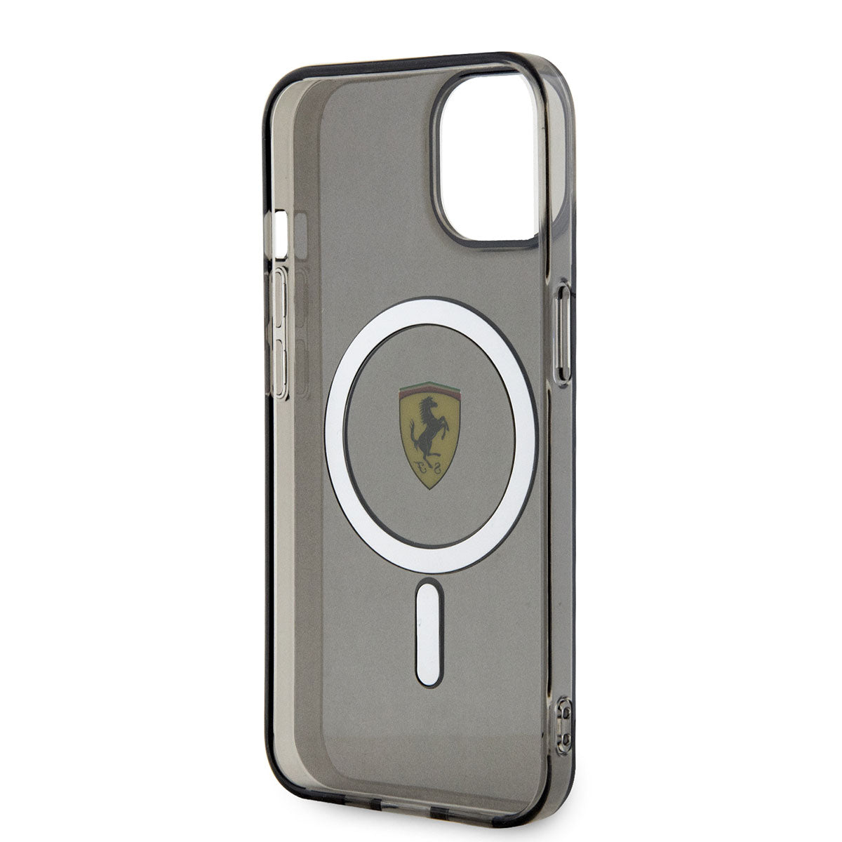 iPhone 14 Plus Kılıf Ferrari M-safe Şarj Özellikli Yarı Transparan Dizayn Kapak