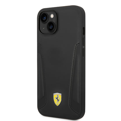 iPhone 14 Plus Kılıf Ferrari Orjinal Lisanslı M-safe Şarj Özellikli Deri Kenarları Damgalı Dizayn Kapak