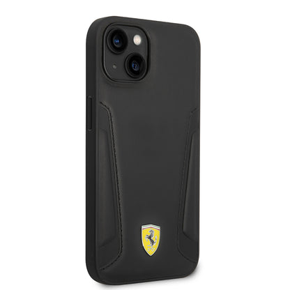 iPhone 14 Plus Kılıf Ferrari Orjinal Lisanslı M-safe Şarj Özellikli Deri Kenarları Damgalı Dizayn Kapak
