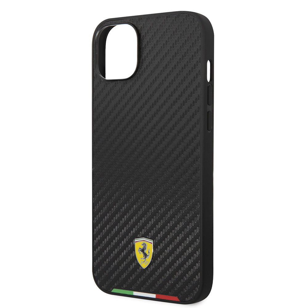 iPhone 14 Plus Kılıf Ferrari Orjinal Lisanslı M-safe Şarj Özellikli Karbon İtalyan Bayrak Dizayn Kapak