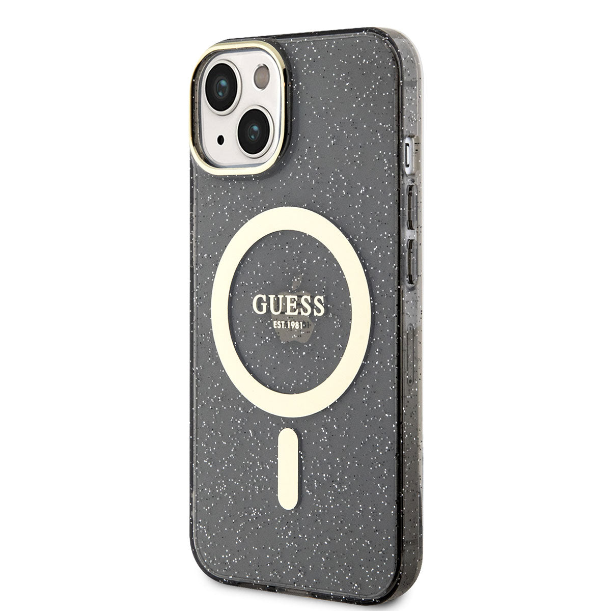 iPhone 14 Plus Kılıf GUESS M-safe Şarj Özellikli Glitter Kapak
