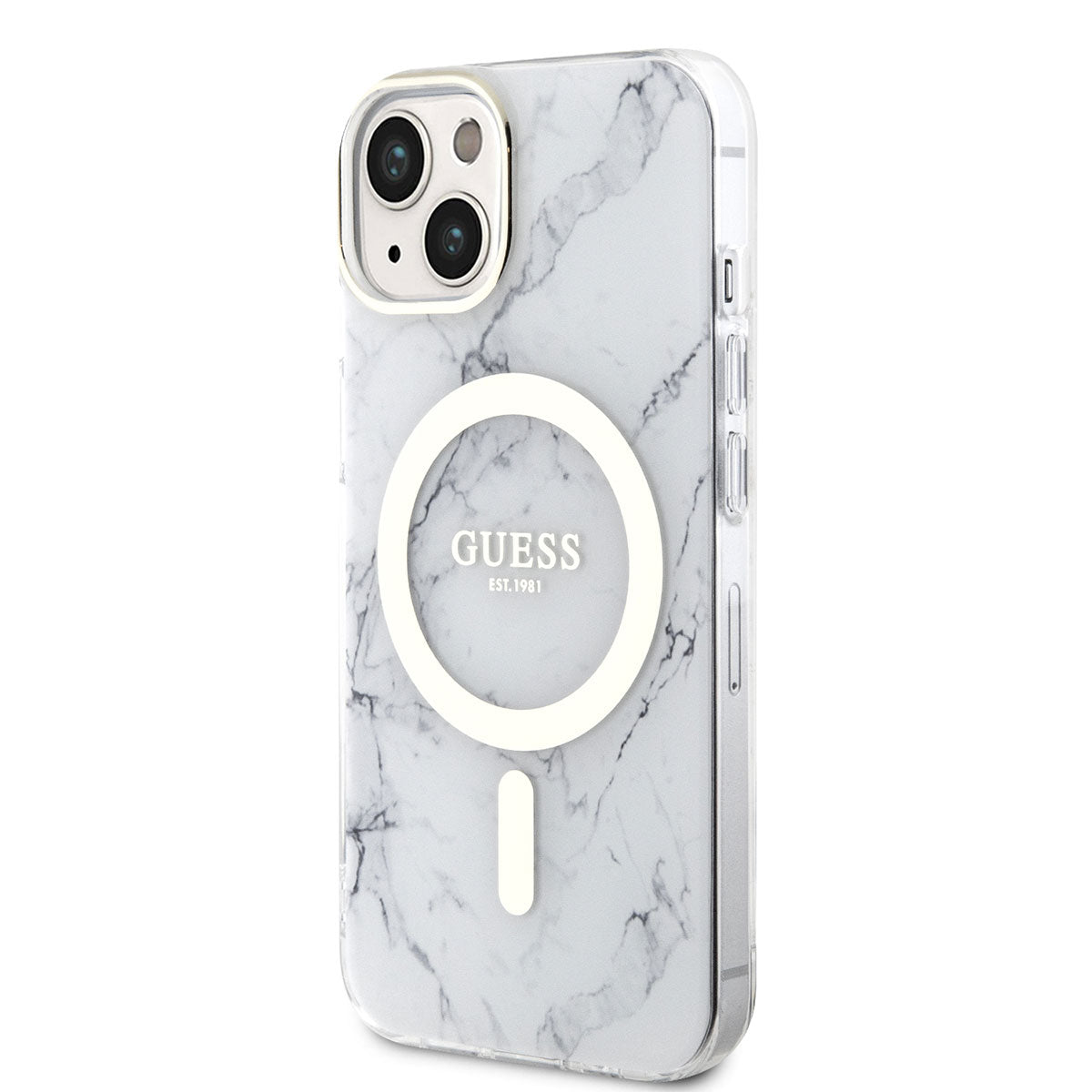 iPhone 14 Plus Kılıf GUESS M-safe Şarj Özellikli Mermer Desenli Kapak