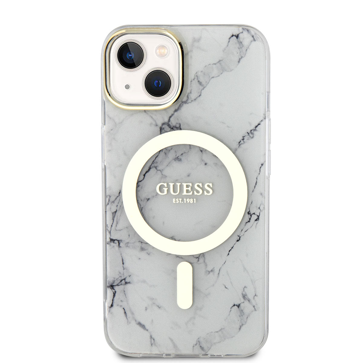 iPhone 14 Plus Kılıf GUESS M-safe Şarj Özellikli Mermer Desenli Kapak