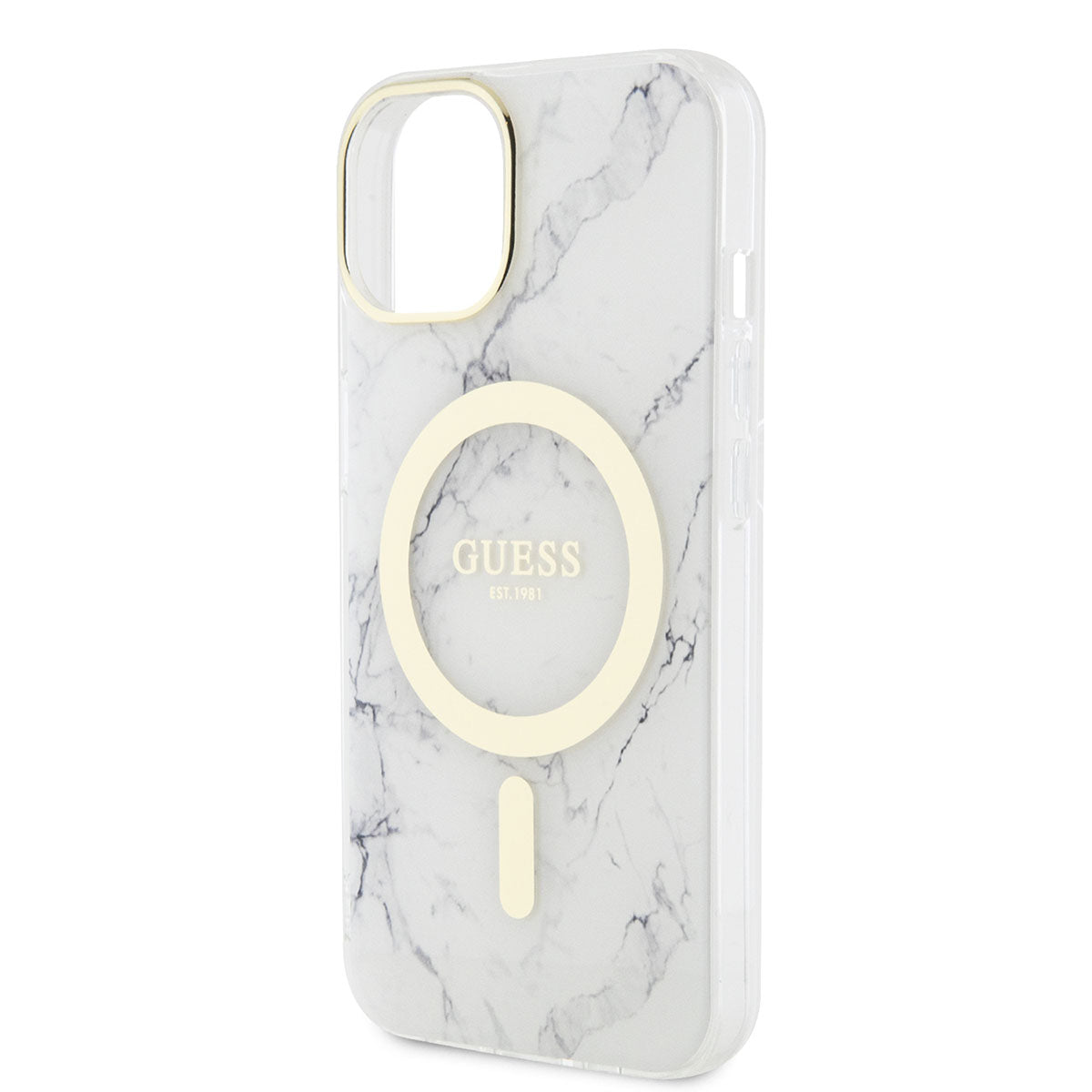 iPhone 14 Plus Kılıf GUESS M-safe Şarj Özellikli Mermer Desenli Kapak