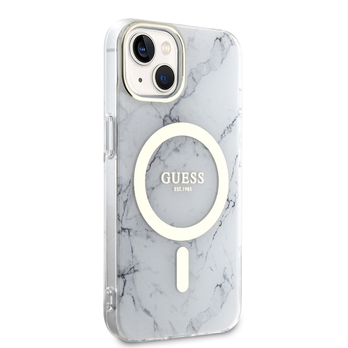 iPhone 14 Plus Kılıf GUESS M-safe Şarj Özellikli Mermer Desenli Kapak