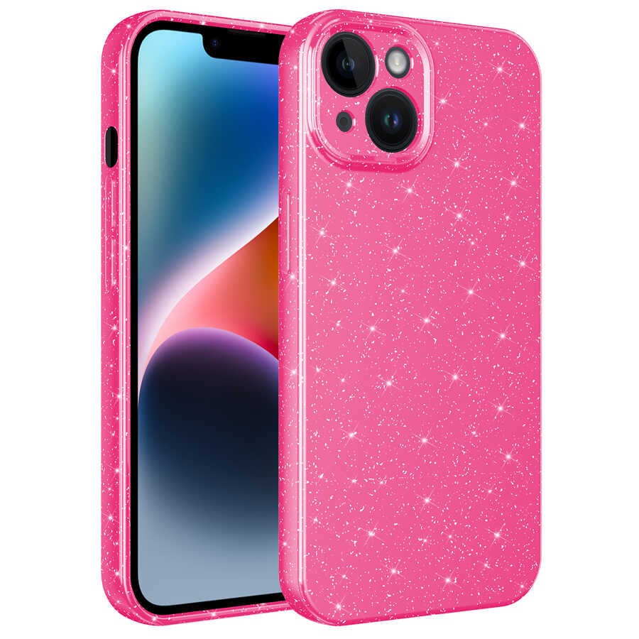 Apple iPhone 14 Plus Kılıf Kamera Korumalı Simli Lüks Zore Koton Kapak
