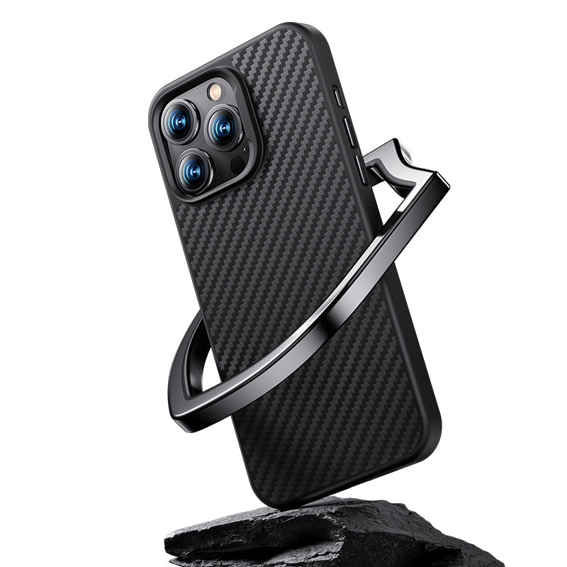 iPhone 14 Plus Kılıf Karbon Fiber M-safe Şarj Özellikli Benks Hybrid ArmorPro 1500D Kevlar Kapak