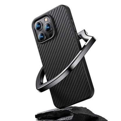 iPhone 14 Plus Kılıf Karbon Fiber M-safe Şarj Özellikli Benks Hybrid ArmorPro 1500D Kevlar Kapak