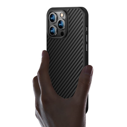 iPhone 14 Plus Kılıf Karbon Fiber M-safe Şarj Özellikli Benks Hybrid ArmorPro 1500D Kevlar Kapak