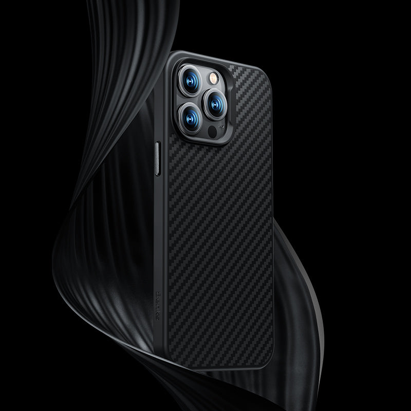 iPhone 14 Plus Kılıf Karbon Fiber M-safe Şarj Özellikli Benks Hybrid ArmorPro 1500D Kevlar Kapak