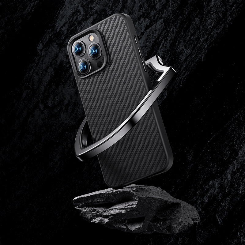 iPhone 14 Plus Kılıf Karbon Fiber M-safe Şarj Özellikli Benks Hybrid ArmorPro 1500D Kevlar Kapak