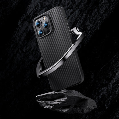 iPhone 14 Plus Kılıf Karbon Fiber M-safe Şarj Özellikli Benks Hybrid ArmorPro 1500D Kevlar Kapak