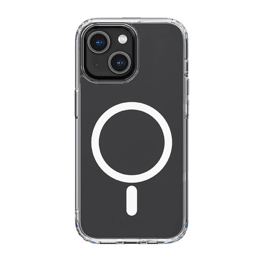 iPhone 14 Plus Kılıf M-safe Şarj Özellikli Airbagli Şeffaf PC Arka Yüzey Recci Magnetik Suction Serisi Kapak