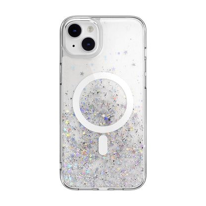 iPhone 14 Plus Kılıf M-safe Şarj Özellikli Parlayan Simli Şeffaf Lisanslı Switcheasy Starfield-M Kapak