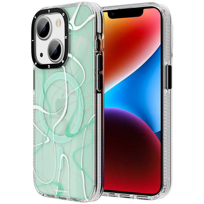 iPhone 14 Plus Kılıf M-safe Şarj Özellikli Youngkit Water-Ink Serisi Kapak