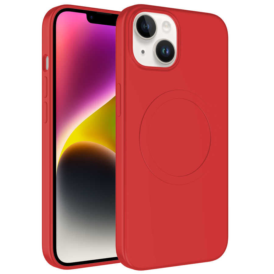 Apple iPhone 14 Plus Kılıf M-safe Wireless Şarj Özellikli Pastel Renk Silikon Zore Plas Kapak