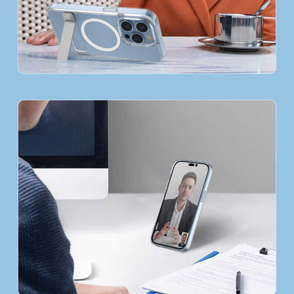 iPhone 14 Plus Kılıf Standlı M-safe Wireless Şarj Özellikli Wiwu Aurora Serisi Kapak