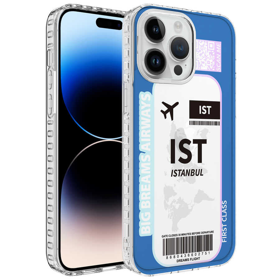 Apple iPhone 14 Pro Kılıf Airbag Kenarlı Renkli Desenli Silikon Zore Elegans Kapak