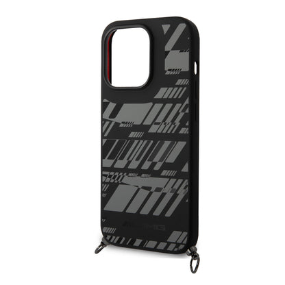 iPhone 14 Pro Kılıf AMG Liquid Silikon Strap Telefon Askılı Grafik Dizayn Kapak