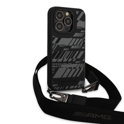 iPhone 14 Pro Kılıf AMG Liquid Silikon Strap Telefon Askılı Grafik Dizayn Kapak