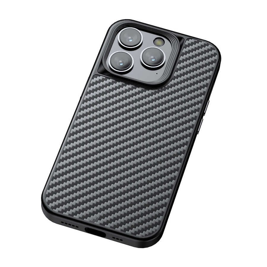 iPhone 14 Pro Kılıf Aramid Karbon Fiber M-safe Özellikli Wlons Radison Kapak