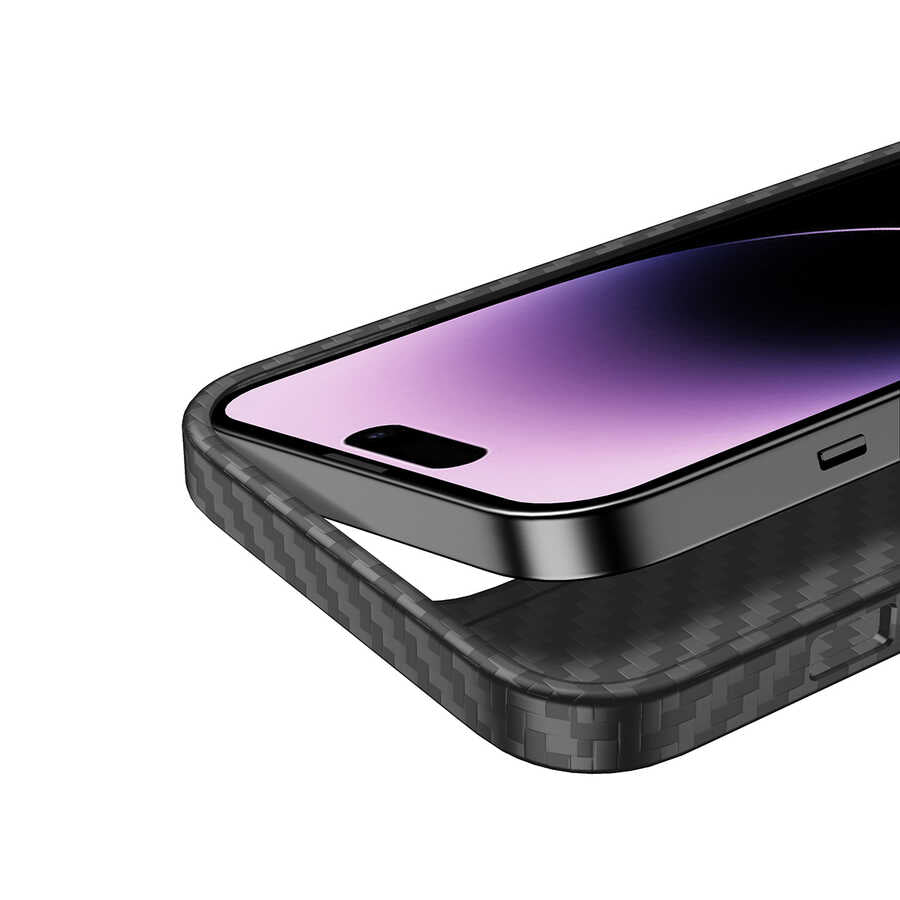 iPhone 14 Pro Kılıf Aramid Karbon Fiber M-safe Özellikli Wlons Radison Kapak