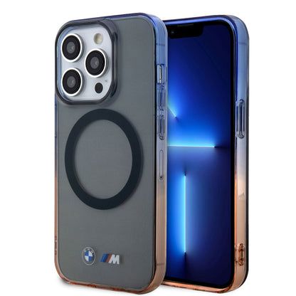 iPhone 14 Pro Kılıf BMW M-safe Şarj Özellikli Transparan Renk Geçişli Dizayn Kapak
