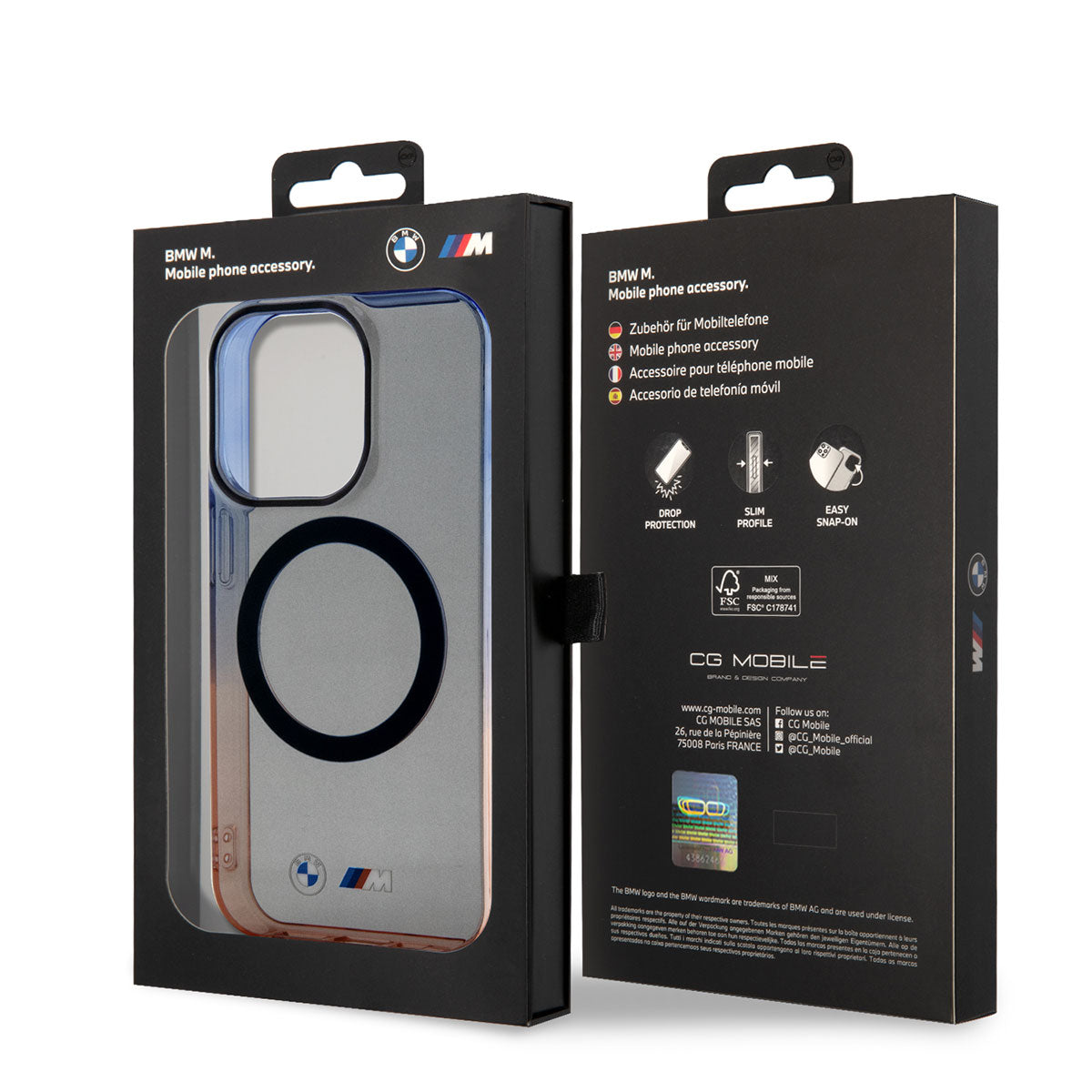 iPhone 14 Pro Kılıf BMW M-safe Şarj Özellikli Transparan Renk Geçişli Dizayn Kapak