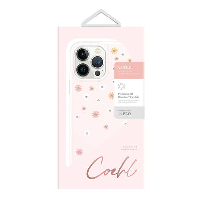 iPhone 14 Pro Kılıf Çiçek Desenli Taşlı Coehl Aster Kapak